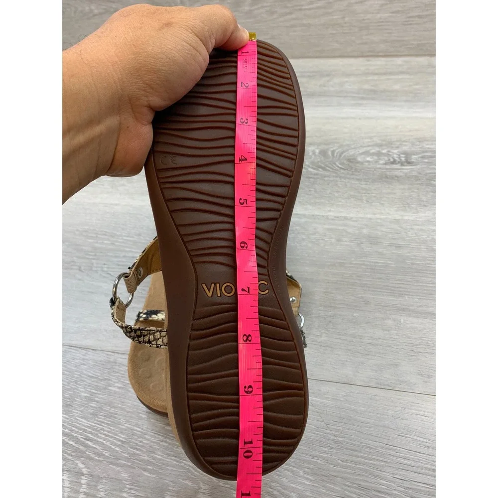 Vionic Kirra Women's Snake Print Leather Sandals Brown 9 Comfort Casual Shoes